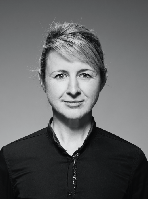 Black and white portrait of Sabine Baur, Managing Director
